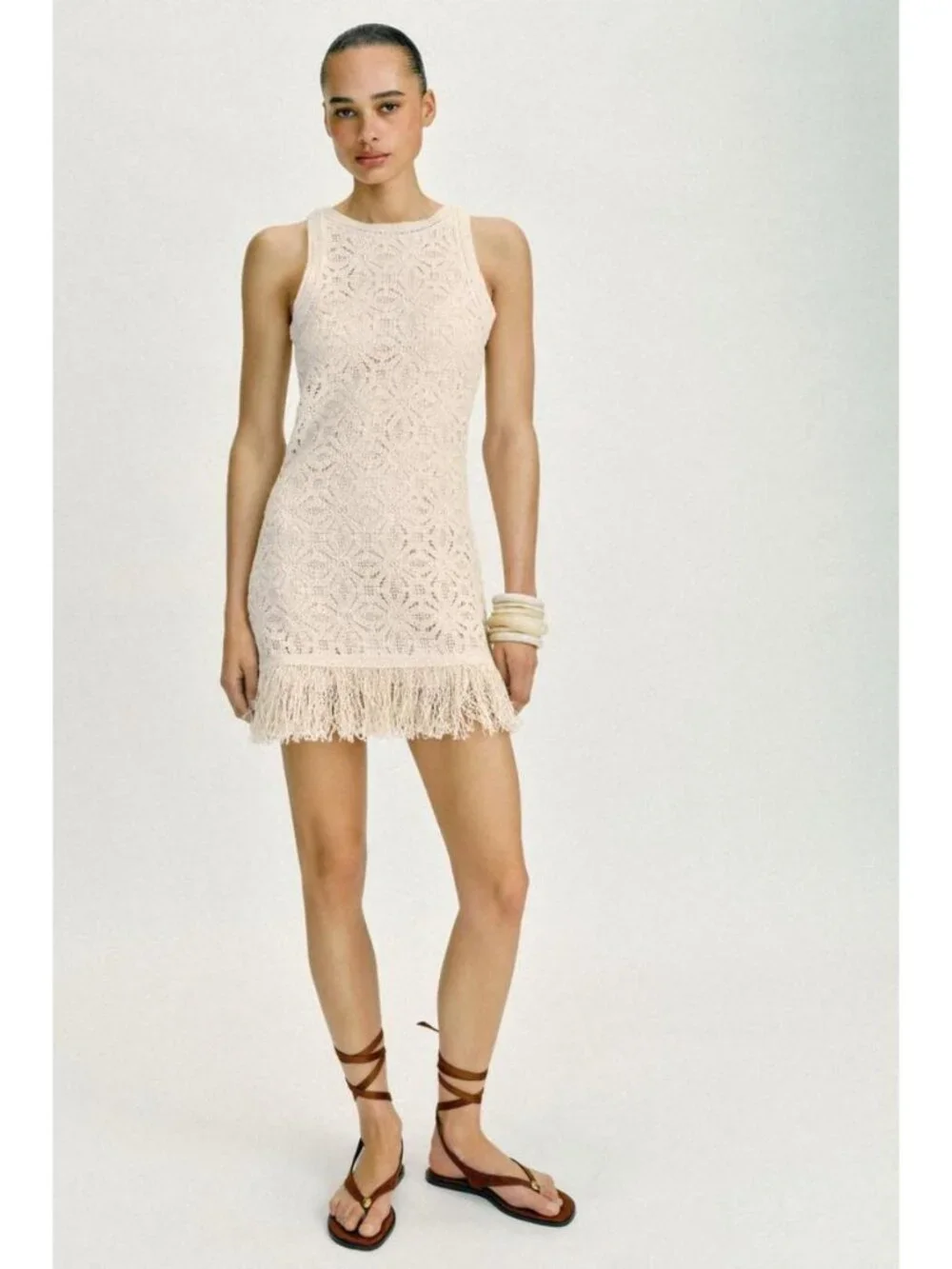 ZARA FRINGED CROCHET SHORT DRESS - Picture 2 of 9